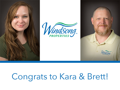Congrats to Kara and Brett on thier new roles with Windsong>